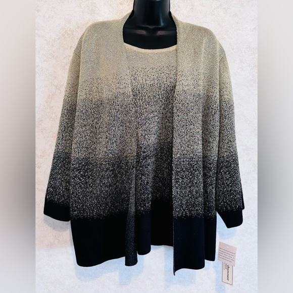 Alfred Dunner Woman Shimmer Ombre Gold Black 1 Pc Mock Sweater Set Size 3X NWT - Picture 2 of 16